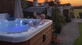 Relaxing in a hot tub